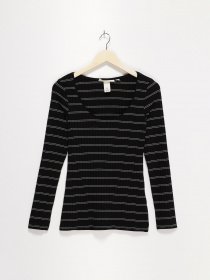 Лонгслив H&M модель 0668332_чорний з білим Фото