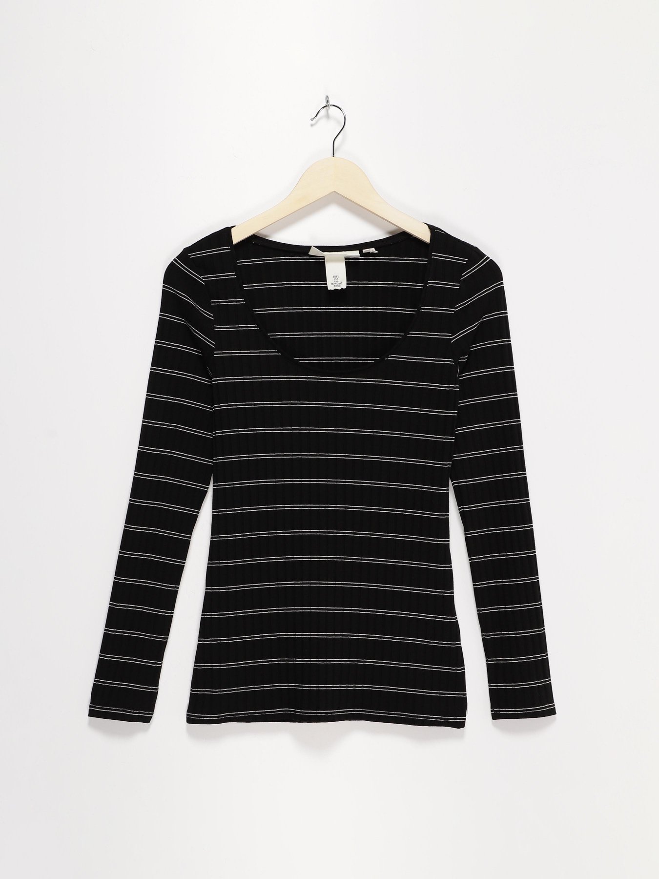 Лонгслів H&M модель 0668332_чорний з білим Фото