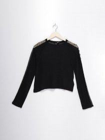 Лонгслив H&M модель 0675378_чорний Фото