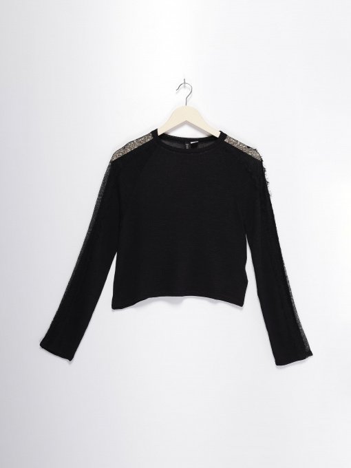 Лонгслив H&M модель 0675378_чорний Фото