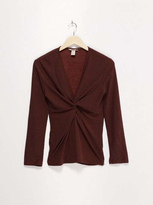 Лонгслів H&M модель 0692102_коричневий Фото