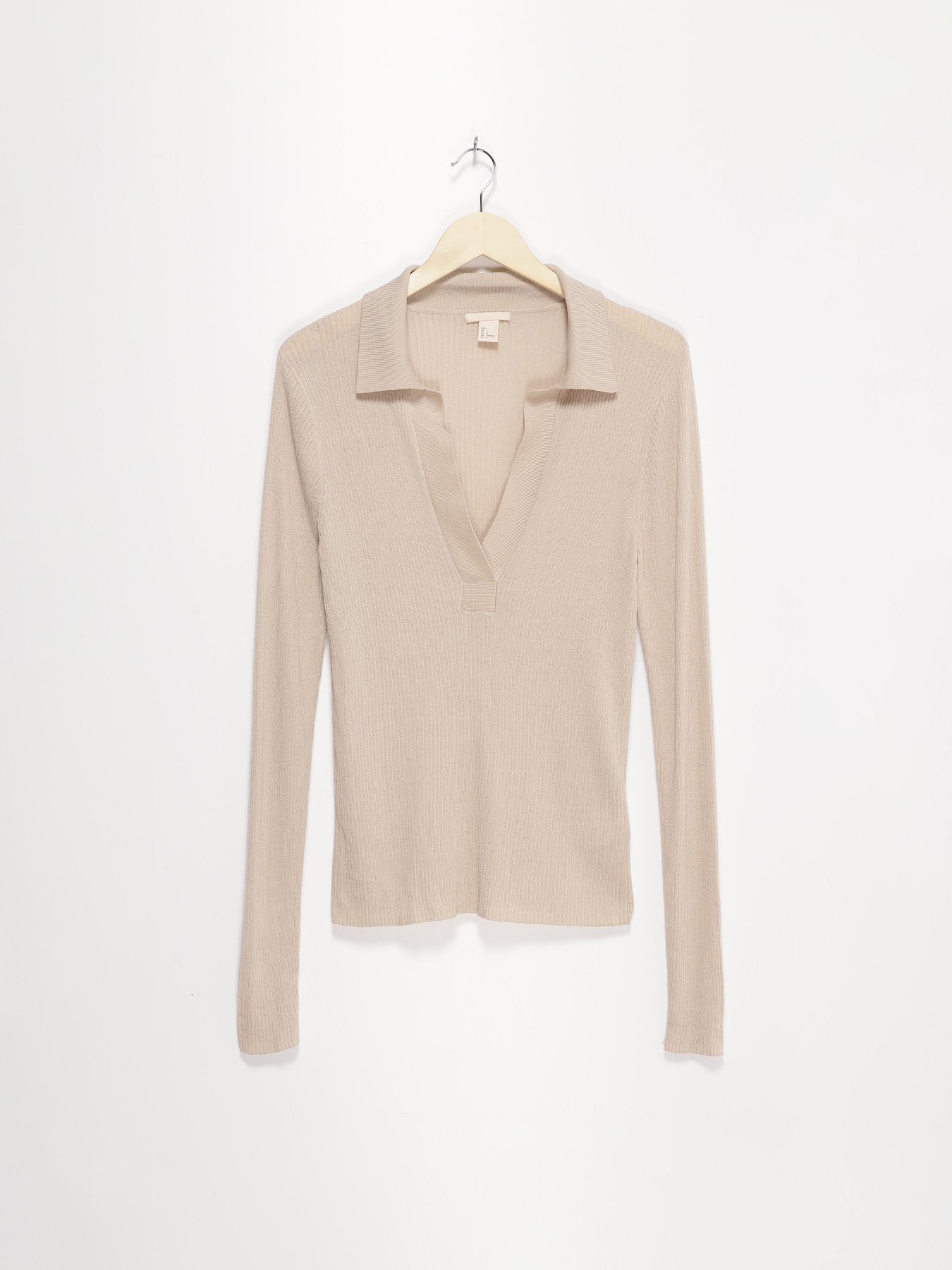 Лонгслив H&M модель 0695972_бежевий Фото