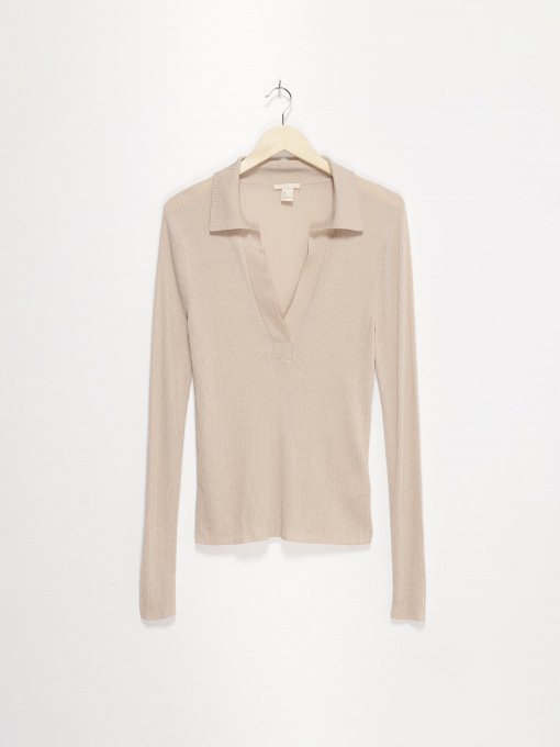 Лонгслів H&M модель 0695972_бежевий Фото