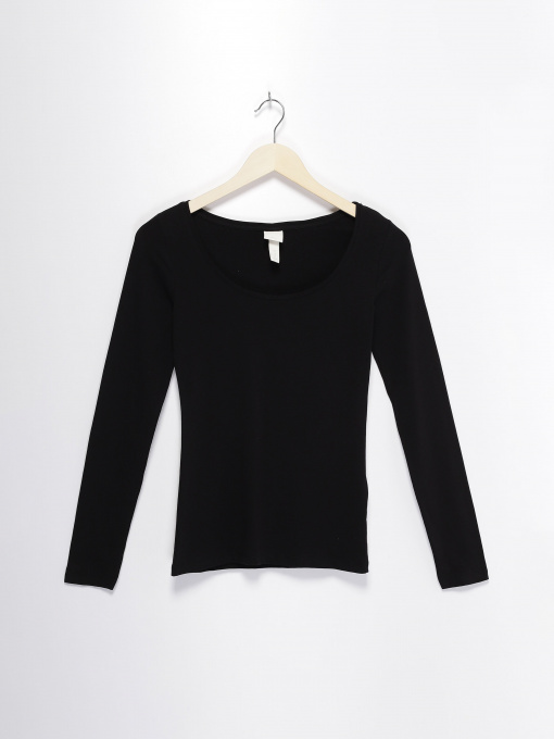 Лонгслив H&M модель 0703991_чорний Фото