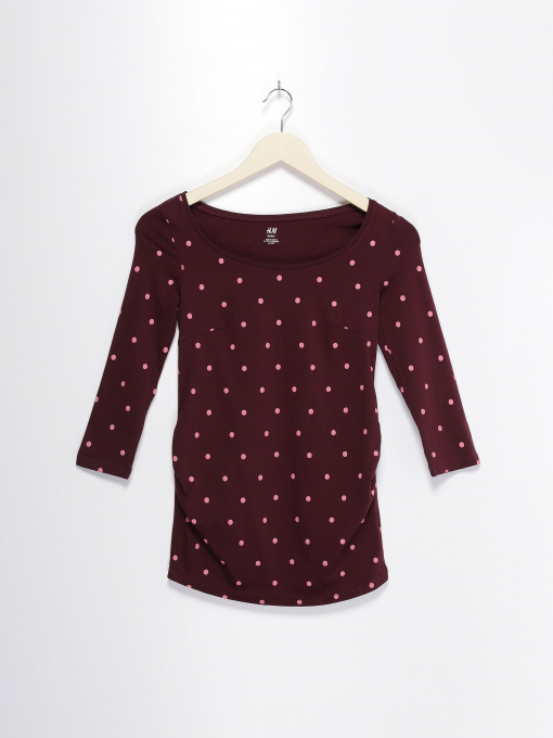 Лонгслив H&M модель 0707772_т.бордовий з рожевим Фото