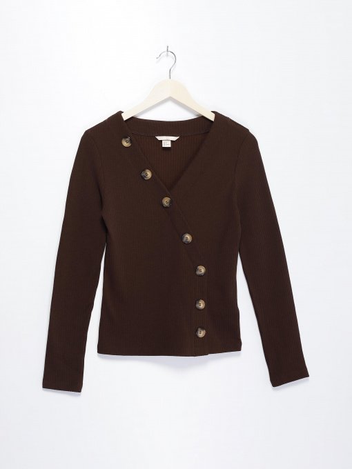 Лонгслів H&M модель 0711663_т.коричневий Фото