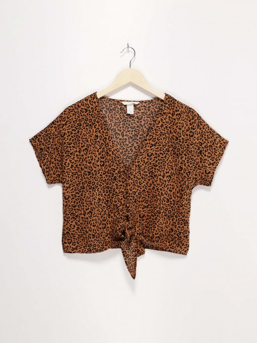 Блуза H&M модель 0760975_коричневий з чорним Фото