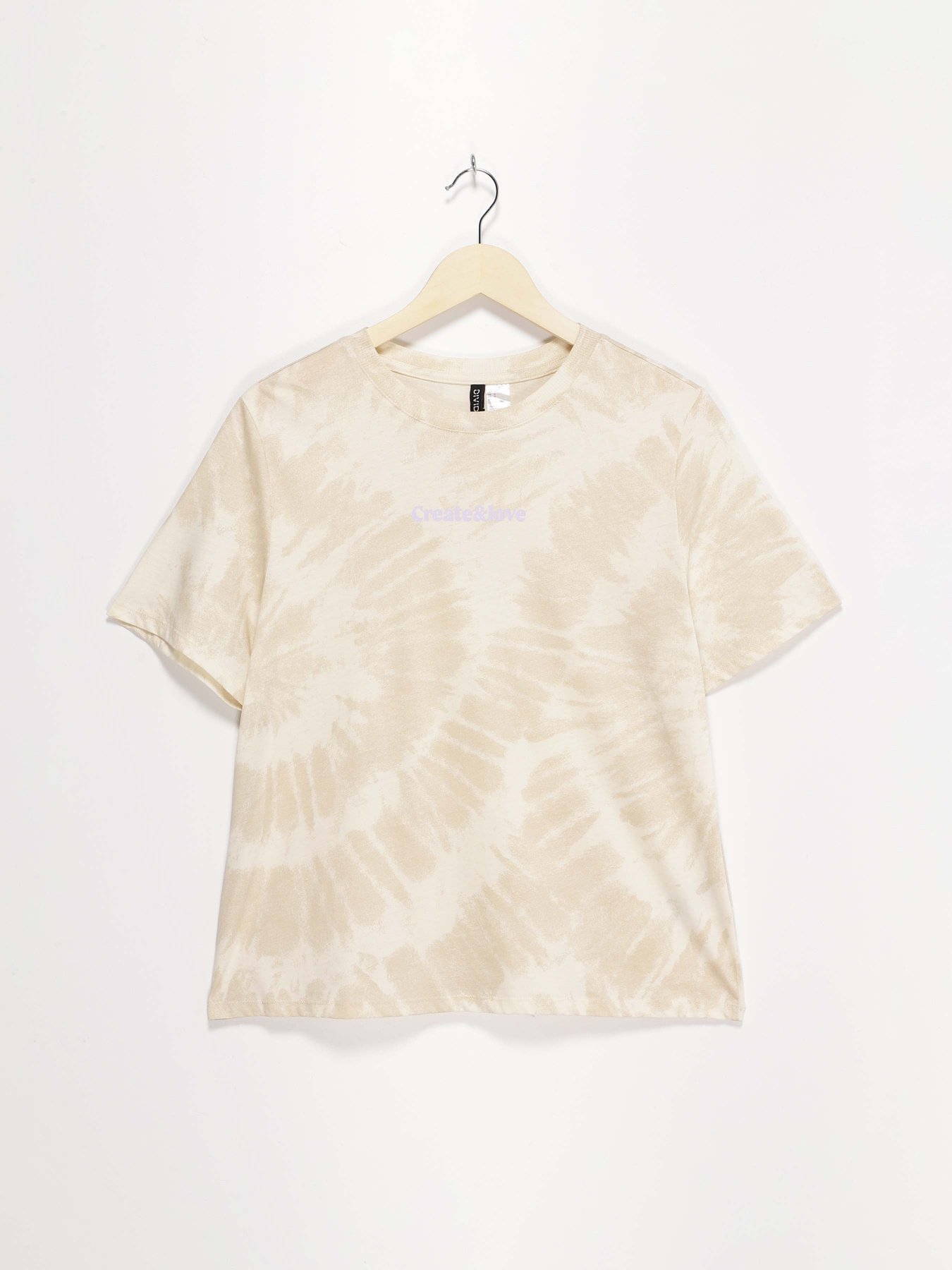 Футболка H&M модель 0926694_бежевий комб. Фото