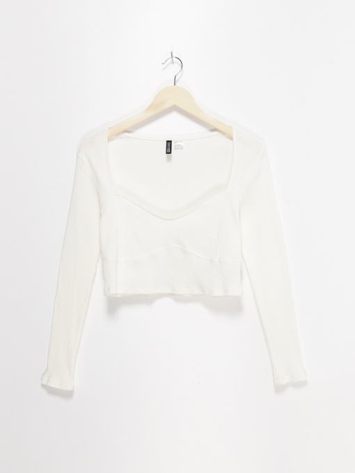 Лонгслив H&M модель 0950722_білий Фото