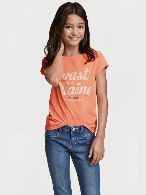 Футболка H&M модель 03202470_помаранчевий комб. Фото