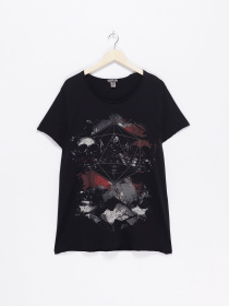 Футболка H&M модель 0401021_чорний комб. Фото