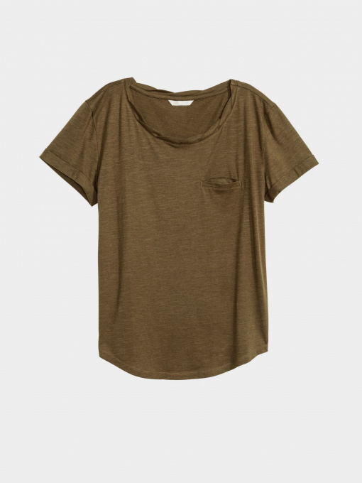Футболка H&M модель 0439577_хакі Фото