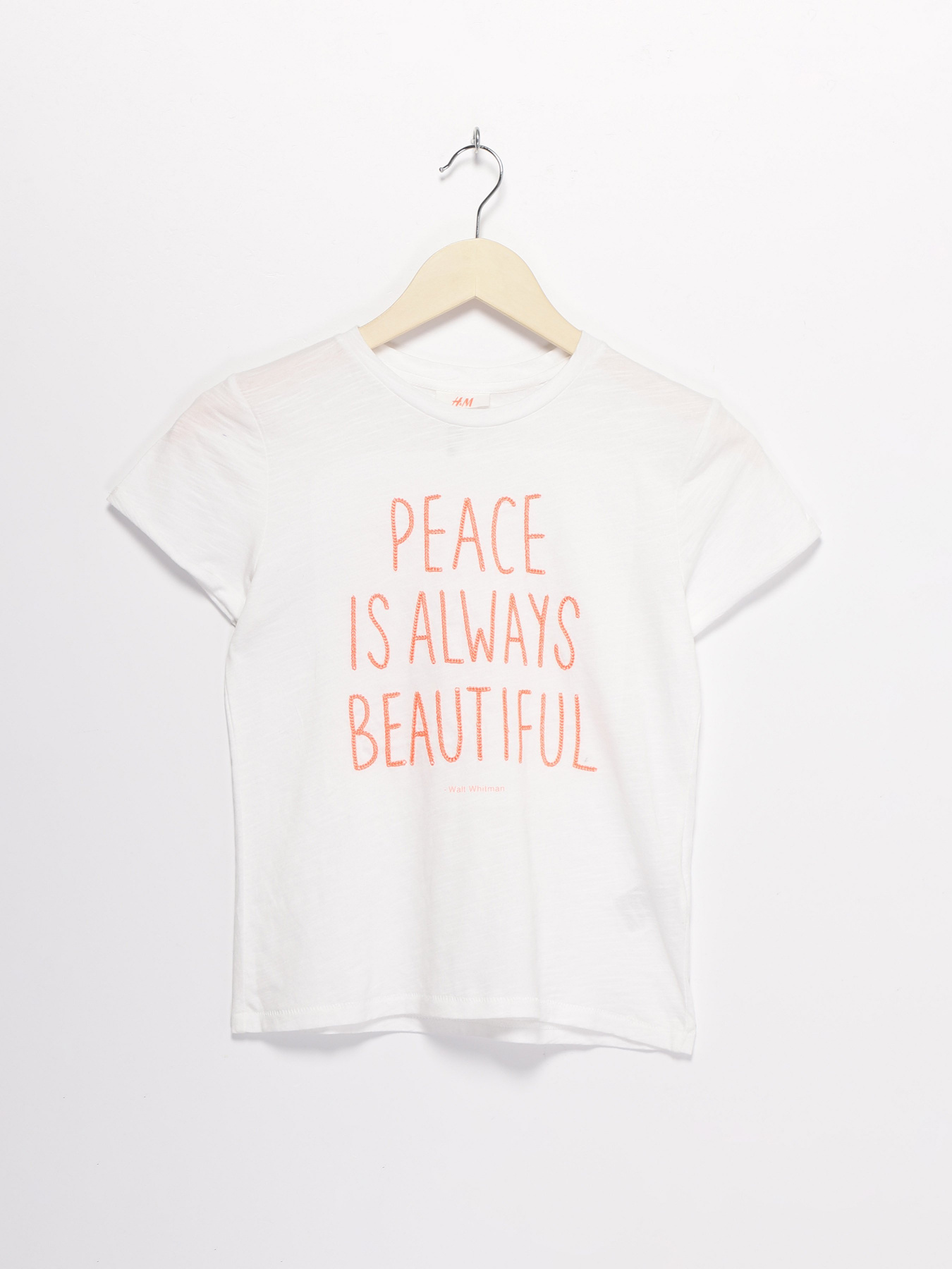Футболка H&M модель 0619784_білий з помаранчевим Фото