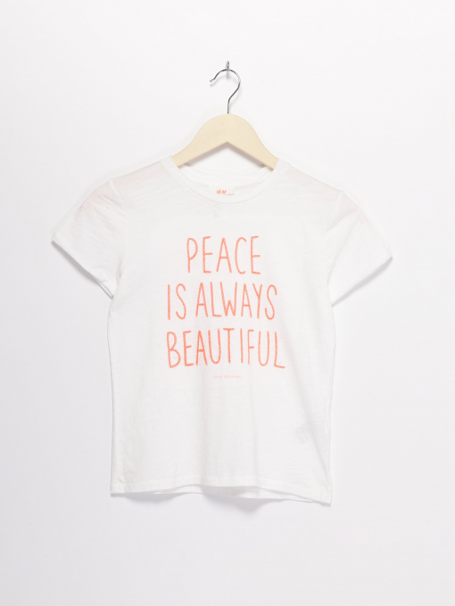 Футболка H&M модель 0619784_білий з помаранчевим Фото