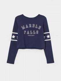 Лонгслів H&M модель 0747395_т.синій з білим Фото