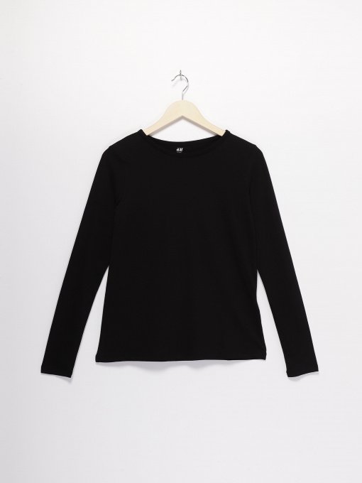 Лонгслив H&M модель 08024821_чорний Фото