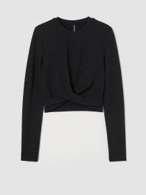 Лонгслів H&M модель 0930478_чорний Фото