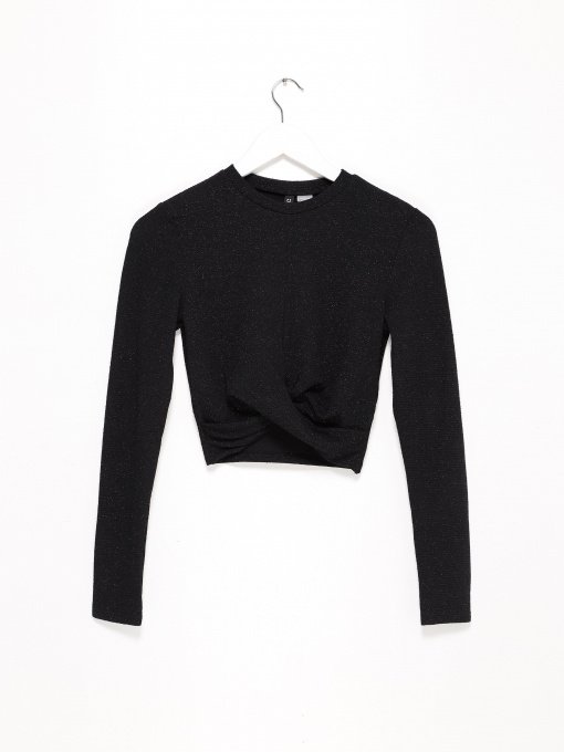 Лонгслів H&M модель 0930478_чорний комб. Фото