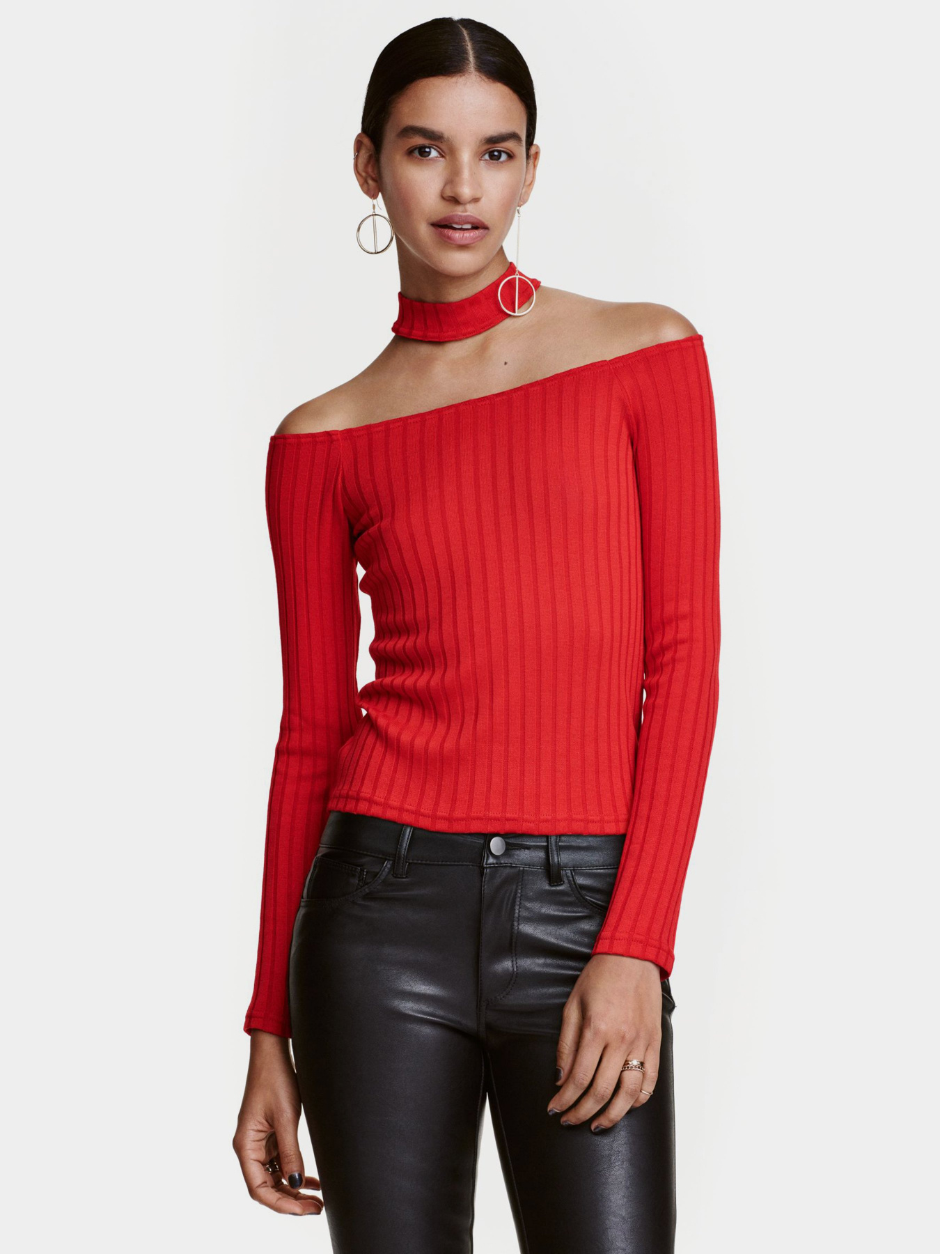 Лонгслив H&M модель 0423107_червоний Фото