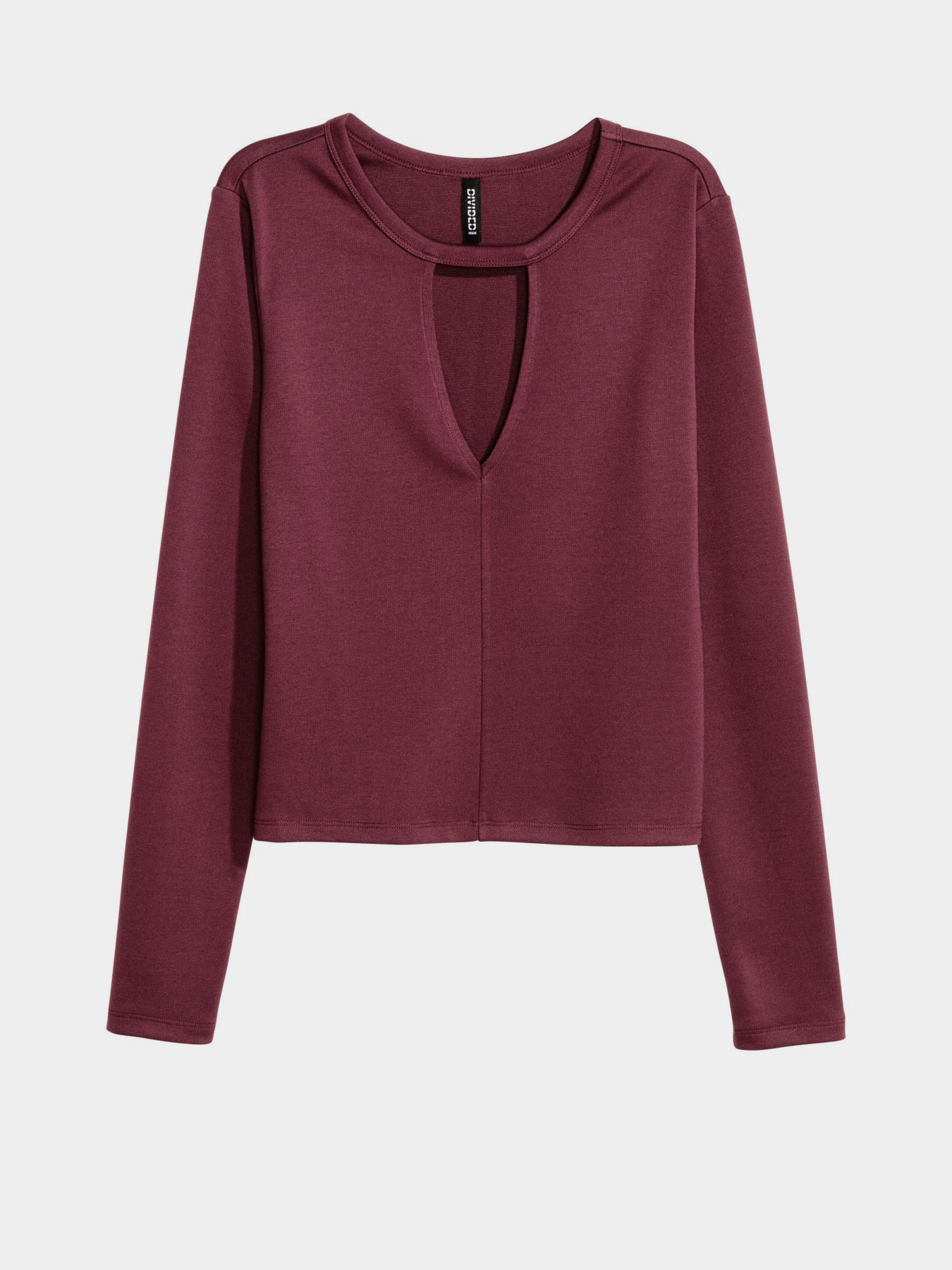 Лонгслив H&M модель 0425783_бордовий Фото