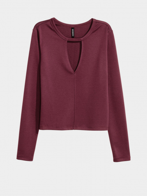 Лонгслів H&M модель 0425783_бордовий Фото