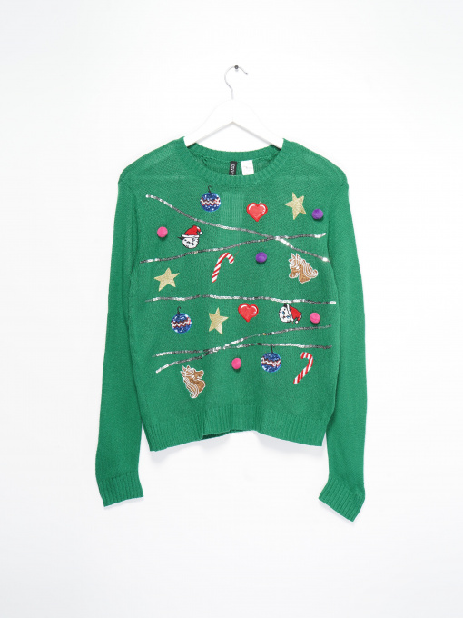 Джемпер H&M модель 0539290_зелений комб. Фото