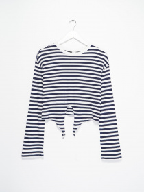 Лонгслів H&M модель 0635844_білий з т.синім Фото