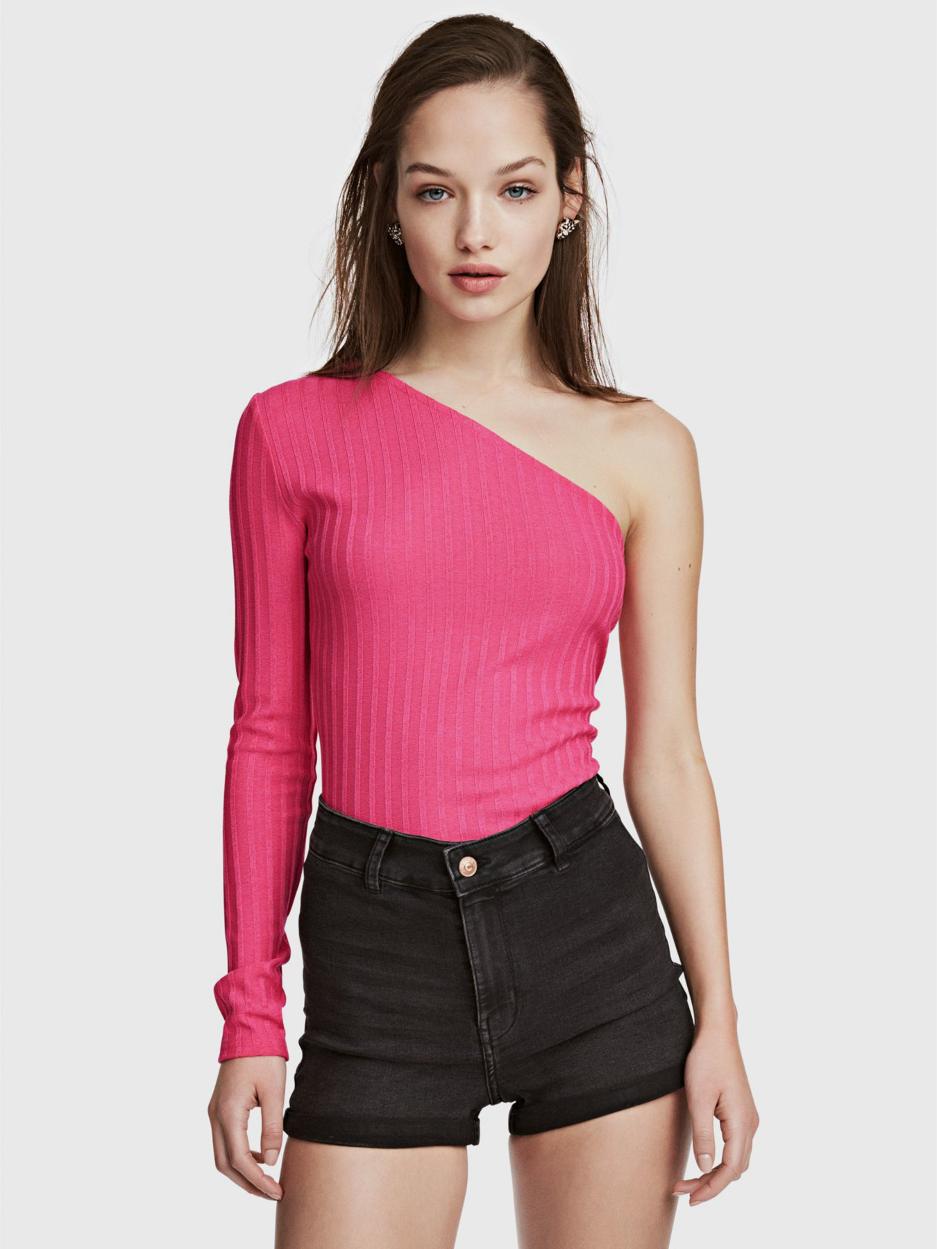 Лонгслів H&M модель 0474664_рожевий Фото