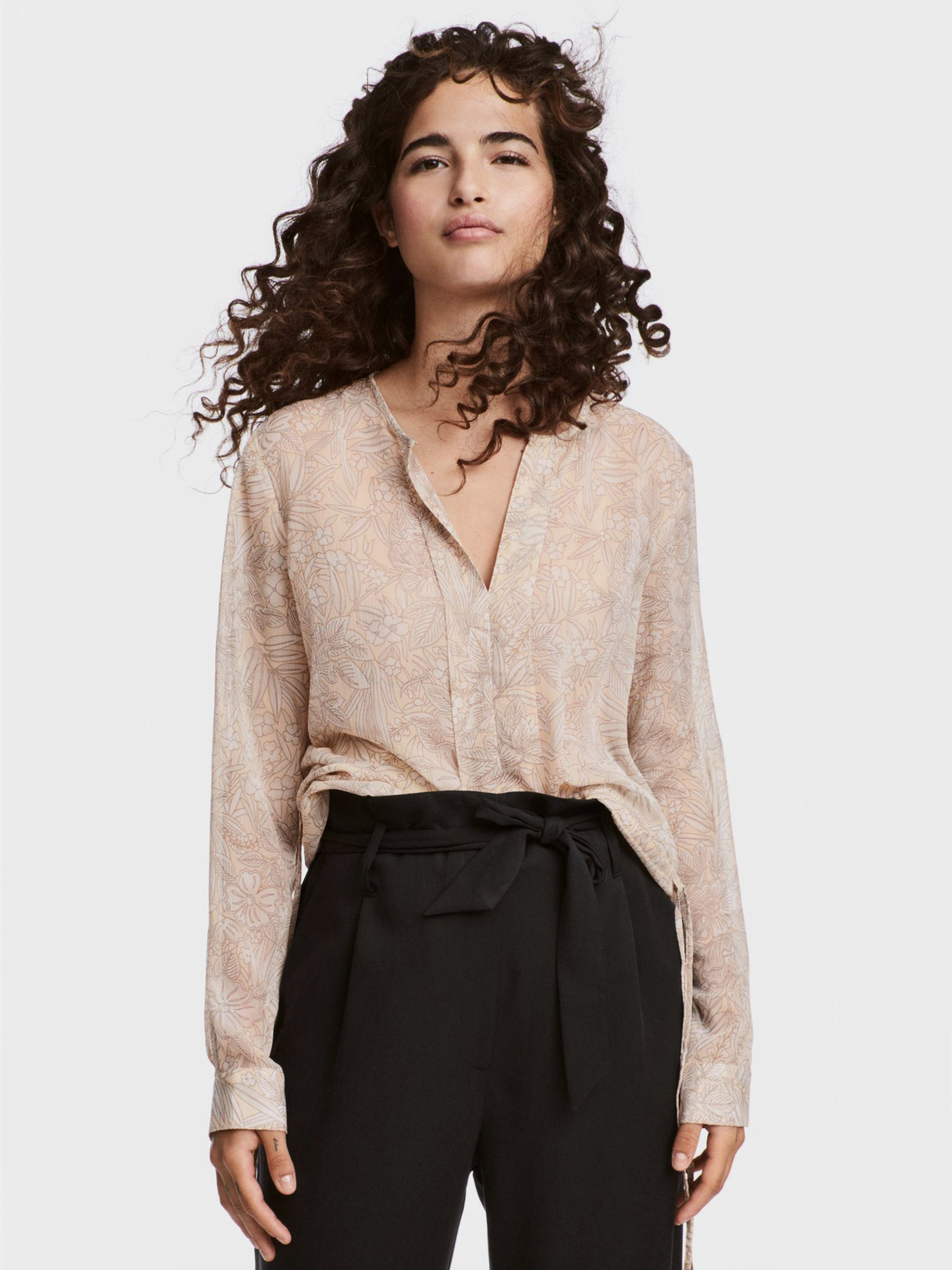 Блуза H&M модель 0535455_бежевий комб. Фото