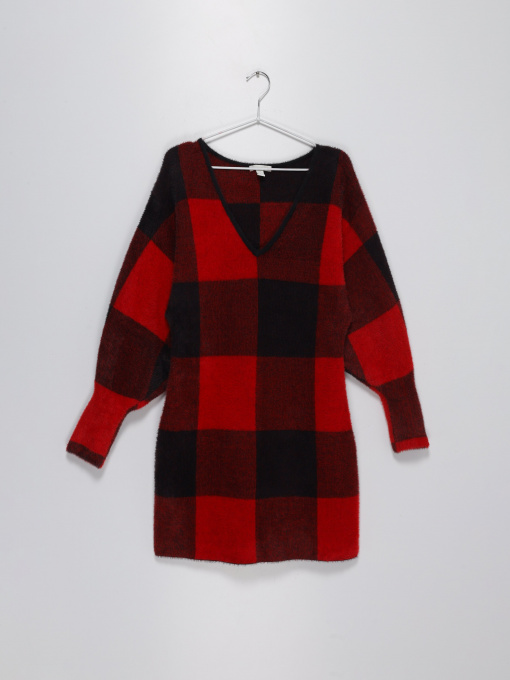 Платье миди H&M модель 0924744_червоний комб. Фото