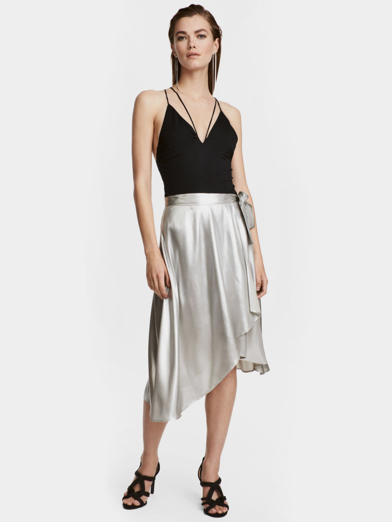 Спідниця міді H&M модель 0558364_срібний Фото