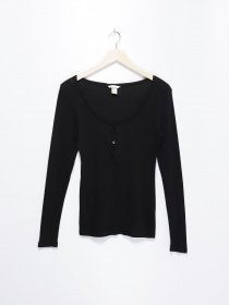 Лонгслив H&M модель 0237222_чорний Фото