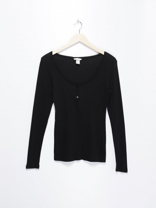 Лонгслив H&M модель 0237222_чорний Фото