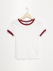 Футболка H&M модель 0379780_білий з бордовим Фото