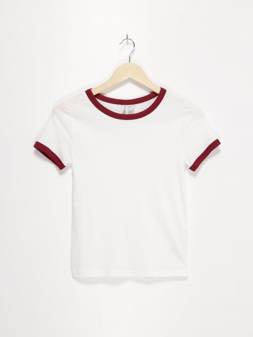 Футболка H&M модель 0379780_білий з бордовим Фото