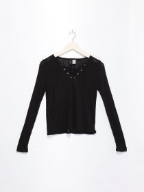 Лонгслив H&M модель 0382746_чорний Фото