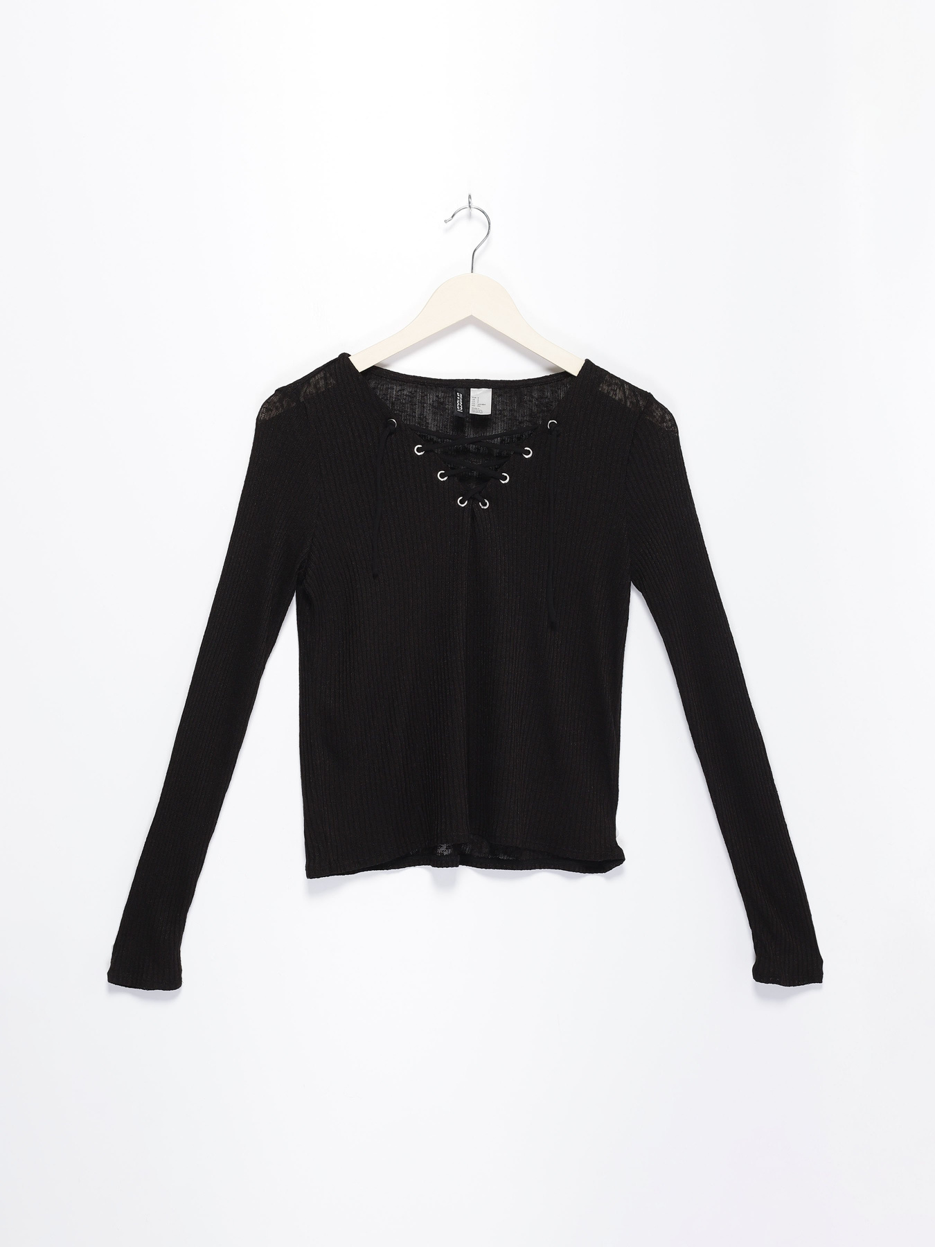 Лонгслив H&M модель 0382746_чорний Фото