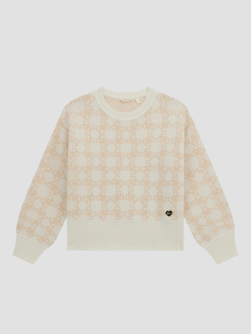 Детский белый джемпер с узором Guеss Kids модель J4BR04.Z3K10;P1EM Фото