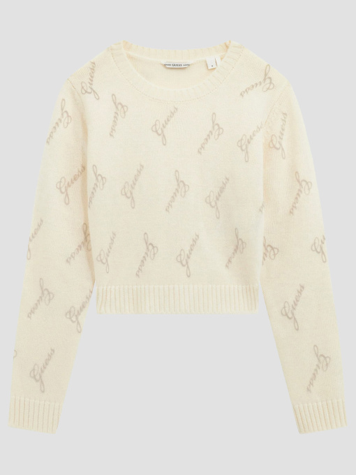 Детский белый джемпер с узором Guеss Kids модель J5BR28.Z0870;P08N Фото