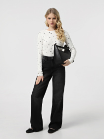 Лонгслив JDY модель 15336794_Cloud Dancer BLACK HEARTS Фото