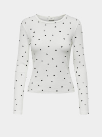 Лонгслив JDY модель 15336794_Cloud Dancer BLACK HEARTS Фото