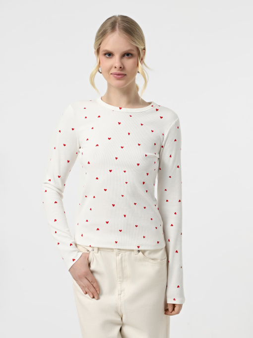 Лонгслив JDY модель 15336794_Cloud Dancer CHINESE RED H Фото