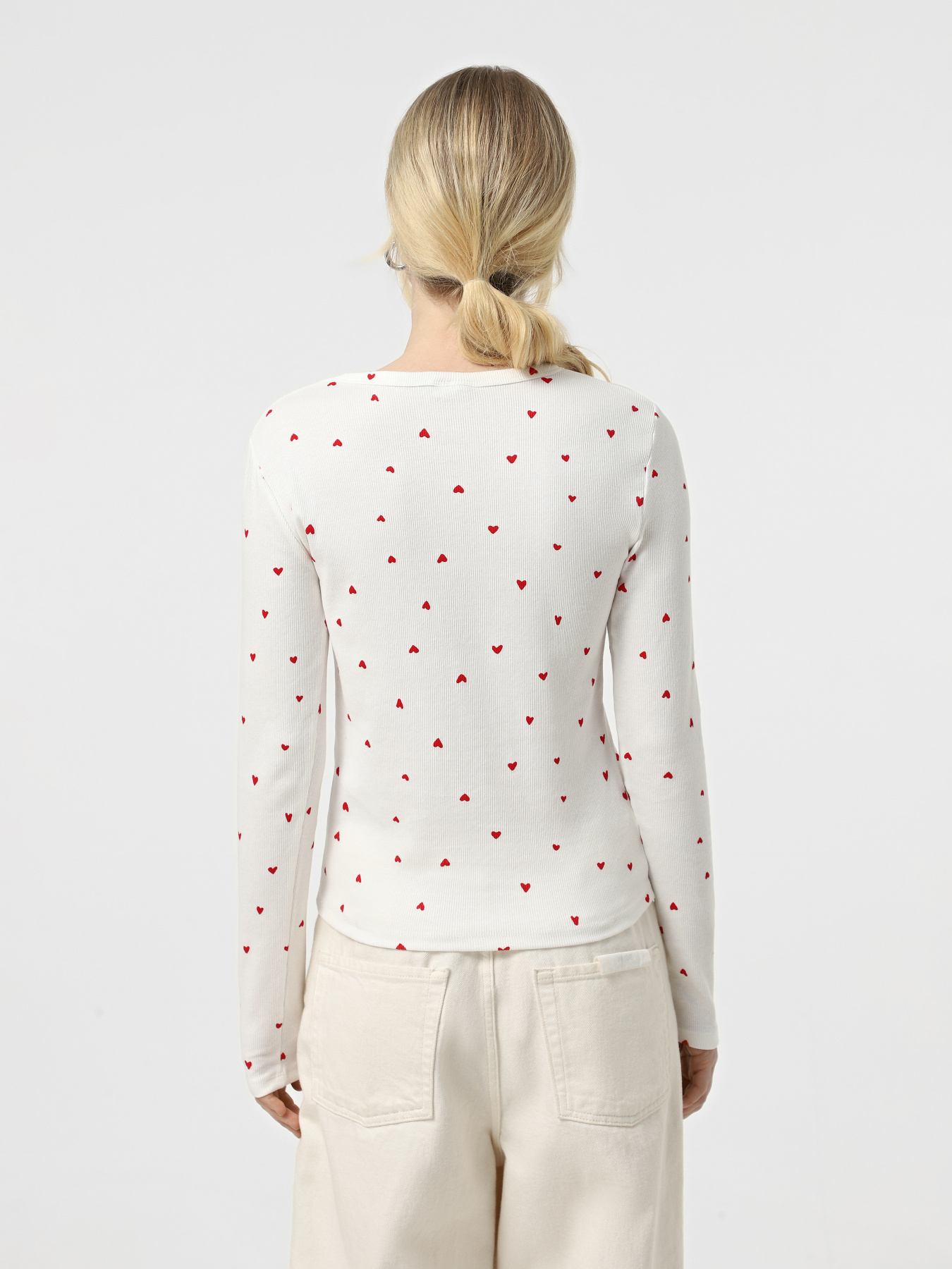 Лонгслів JDY модель 15336794_Cloud Dancer CHINESE RED H Фото