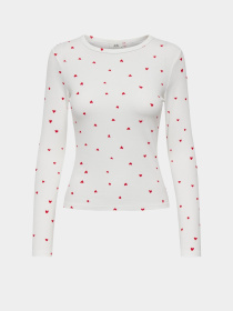 Лонгслів JDY модель 15336794_Cloud Dancer CHINESE RED H Фото