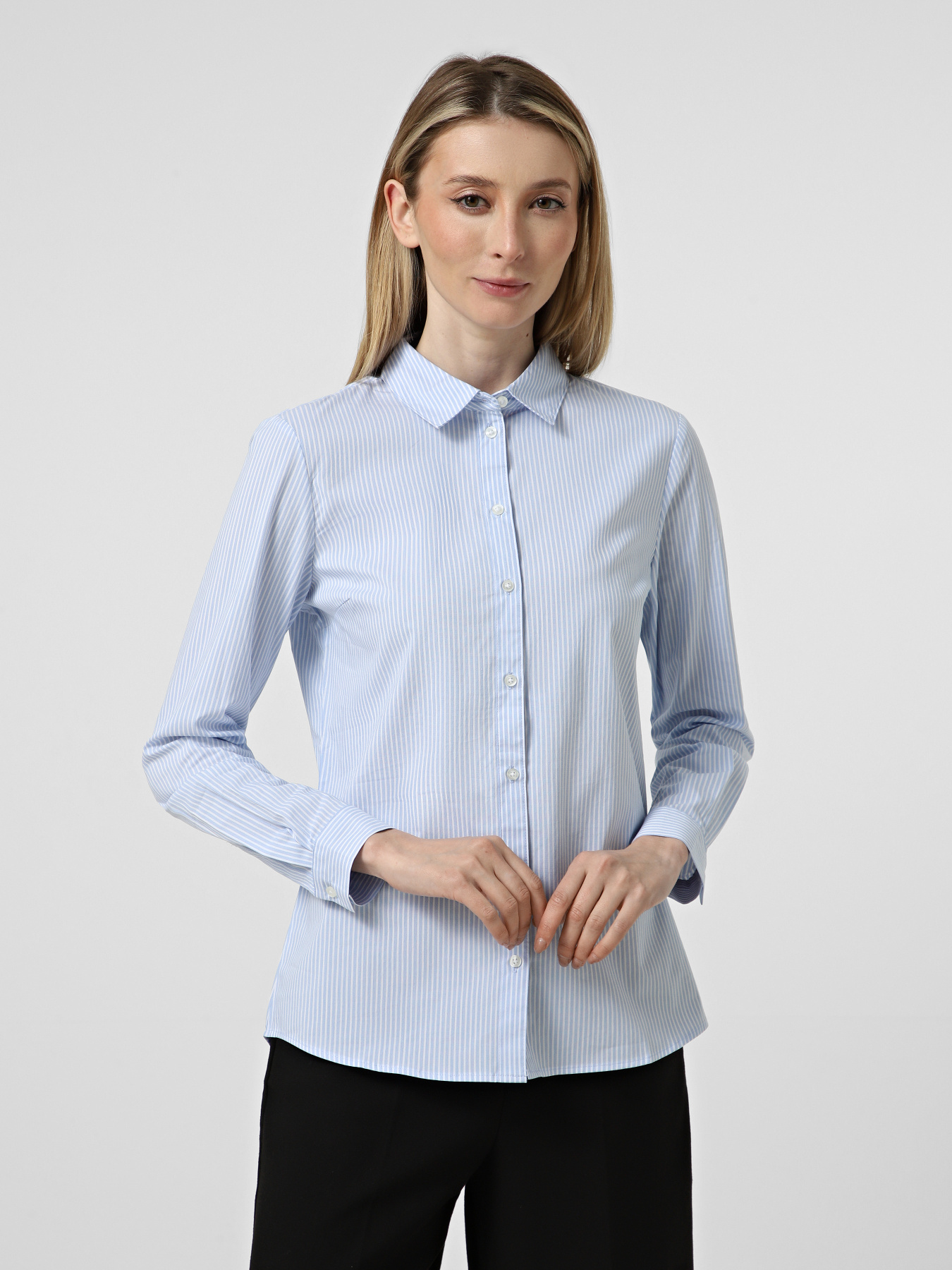 Рубашка классическая JDY модель 15149877_Cashmere Blue SMALL WHITE Фото