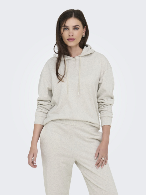 Худи и свитшоты JDY AMALFI LIFE L/S HOOD SWEAT модель 15356341_Oatmeal MELANGE Фото