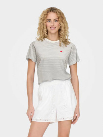 Футболка JDY модель 15298612_Cloud Dancer LGM Y/D STRIP Фото