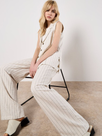 Штани JDY SAY HW LINEN WIDE PANT модель 15318361_Oatmeal MELANGE Фото