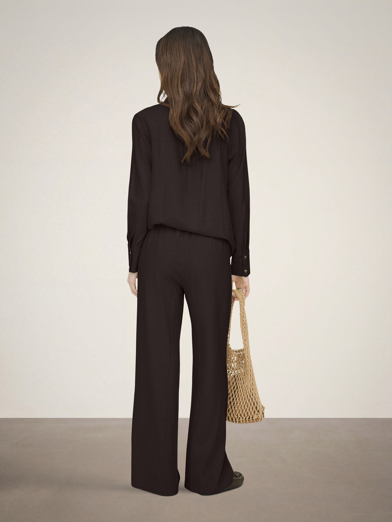Штани JDY SAY HW LINEN WIDE PANT модель 15318361_Chocolate Torte Фото