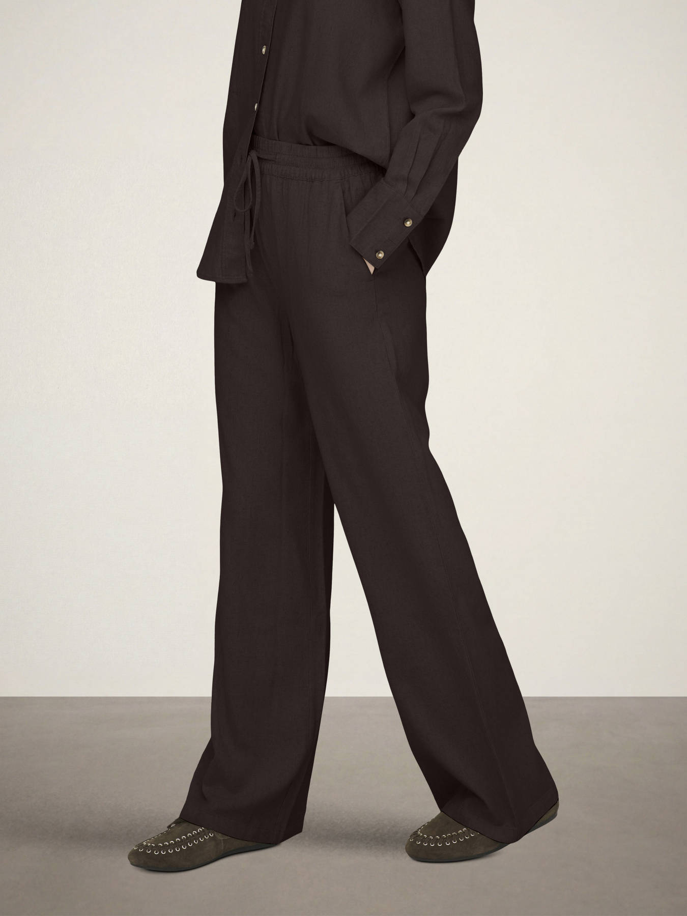 Штани JDY SAY HW LINEN WIDE PANT модель 15318361_Chocolate Torte Фото